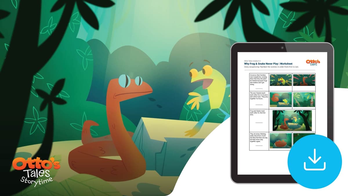 "Otto's Tales: Why Frog & Snake Never Play Together" Worksheet