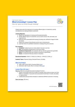 "Cash Course: What Is Investing?" Lesson Plan
