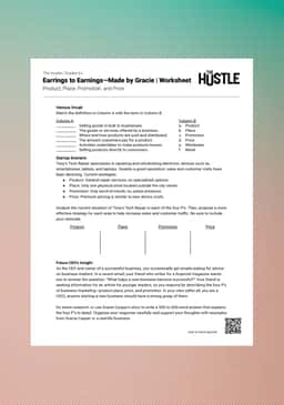 "The Hustle: Earrings to Earnings - Made by Gracie" Worksheet