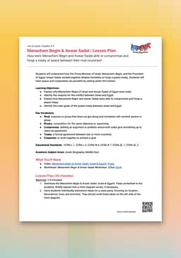 "Leo & Layla: Menachem Begin & Anwar Sadat" Lesson Plan