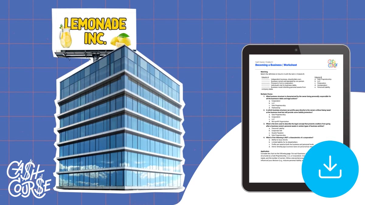 "Cash Course: Becoming a Business" Worksheet
