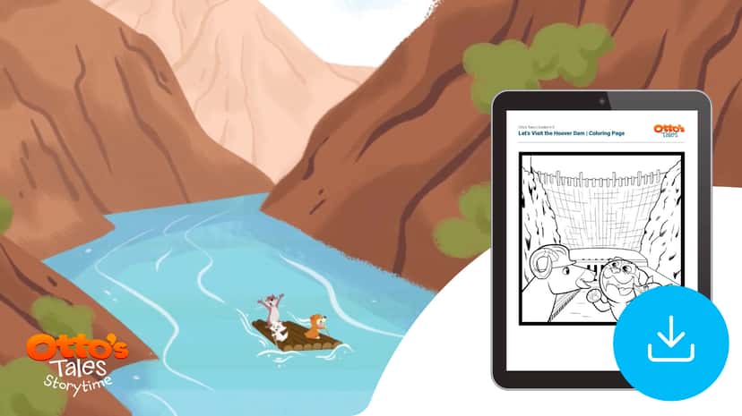 "Otto's Tales: Let's Visit the Hoover Dam" Coloring Page