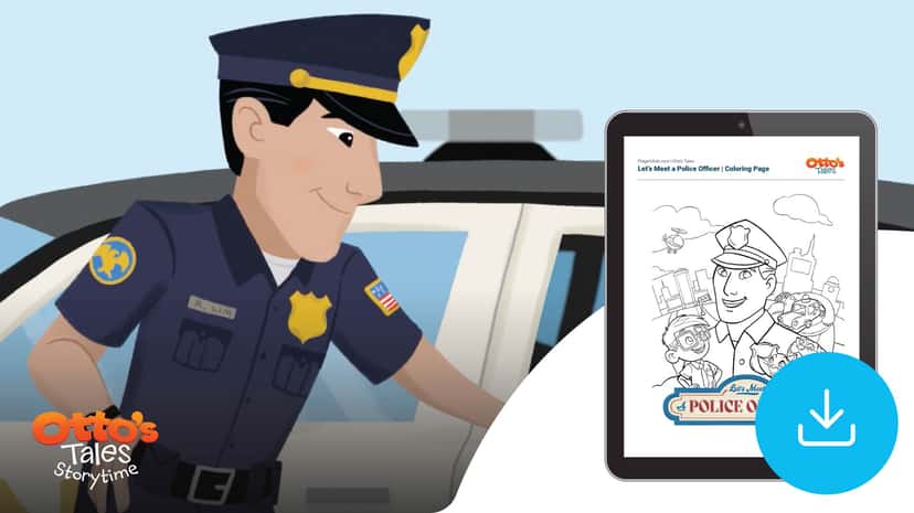 "Otto's Tales: Let's Meet a Police Officer" Coloring Page