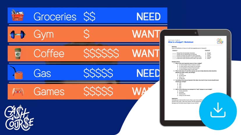 "Cash Course: What Is a Budget?" Worksheet