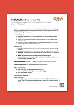 "Otto's Tales: The Mighty Maccabees" Lesson Plan