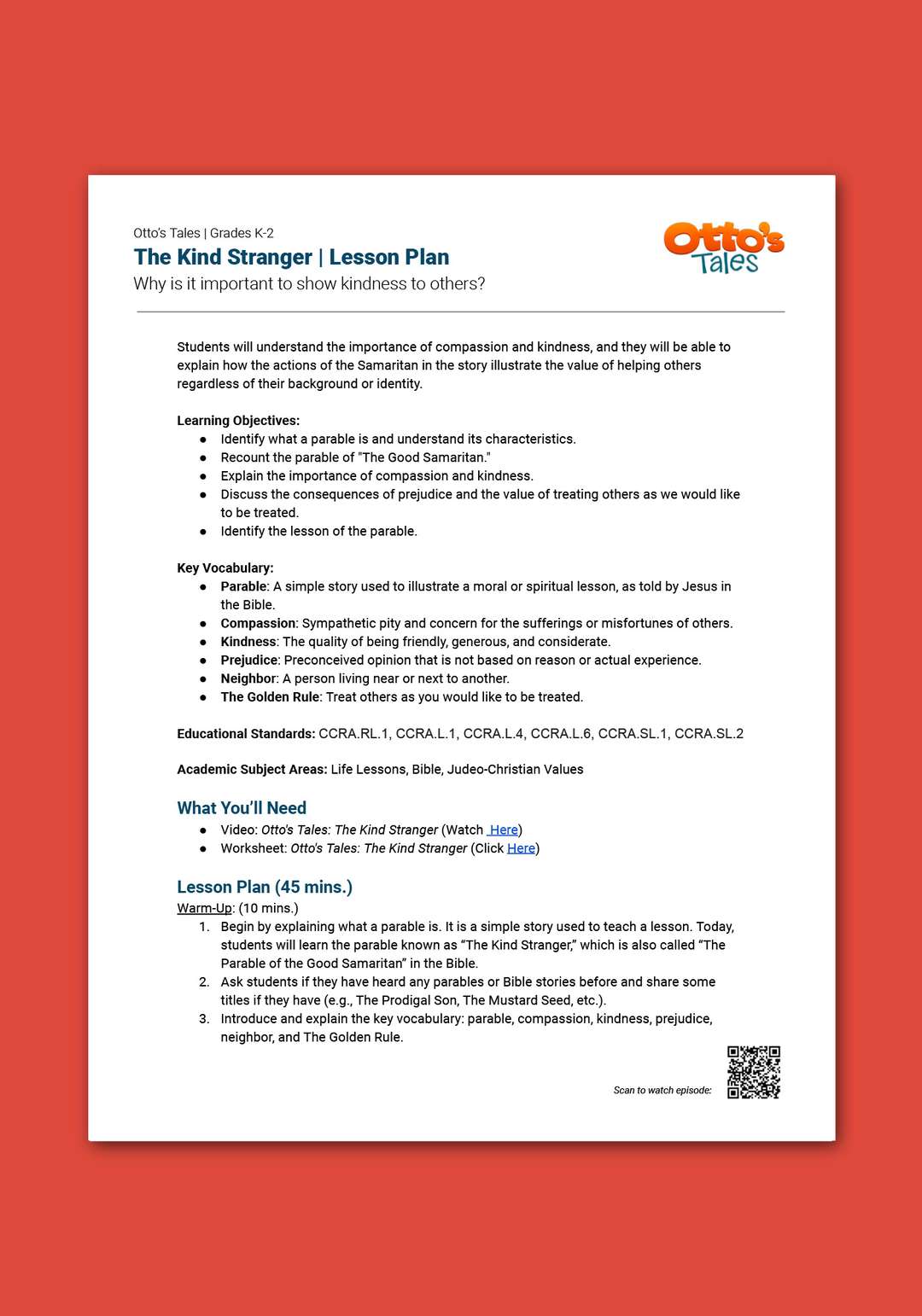 "Otto's Tales: The Kind Stranger" Lesson Plan