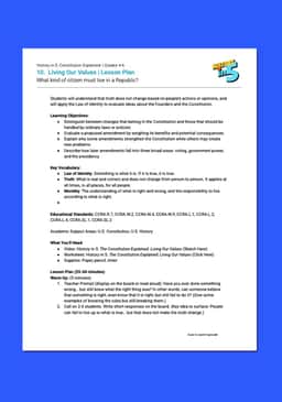 "History in 5: Constitution Explained: Living Our Values" Lesson Plan 