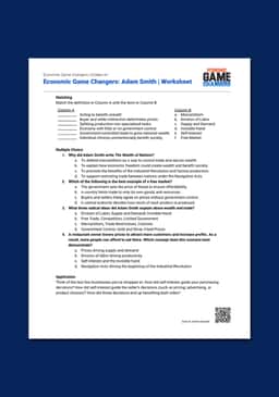 "Economic Game Changers: Adam Smith" Worksheet