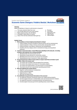 "Economic Game Changers: Frédéric Bastiat" Worksheet