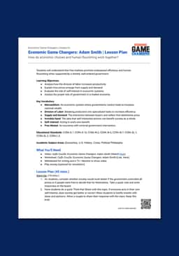 "Economic Game Changers: Adam Smith" Lesson Plan