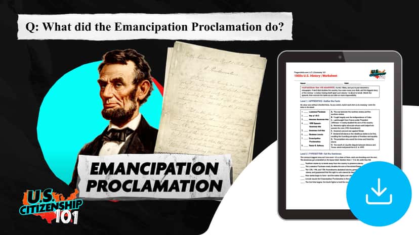 "U.S. Citizenship 101: 1800s U.S. History" Worksheet