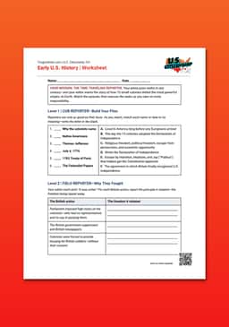 "U.S. Citizenship 101: Early U.S. History" Worksheet