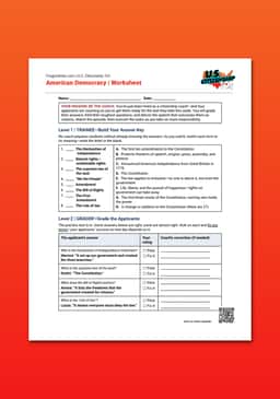 "U.S. Citizenship 101: American Democracy" Worksheet