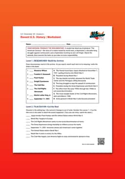 "U.S. Citizenship 101: Recent U.S. History" Worksheet