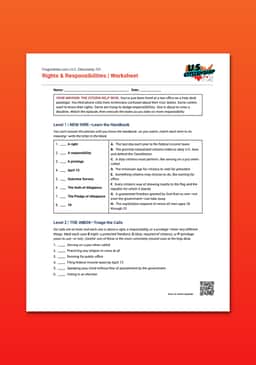 "U.S. Citizenship 101: Rights & Responsibilities" Worksheet