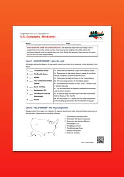 "U.S. Citizenship 101: U.S. Geography" Worksheet