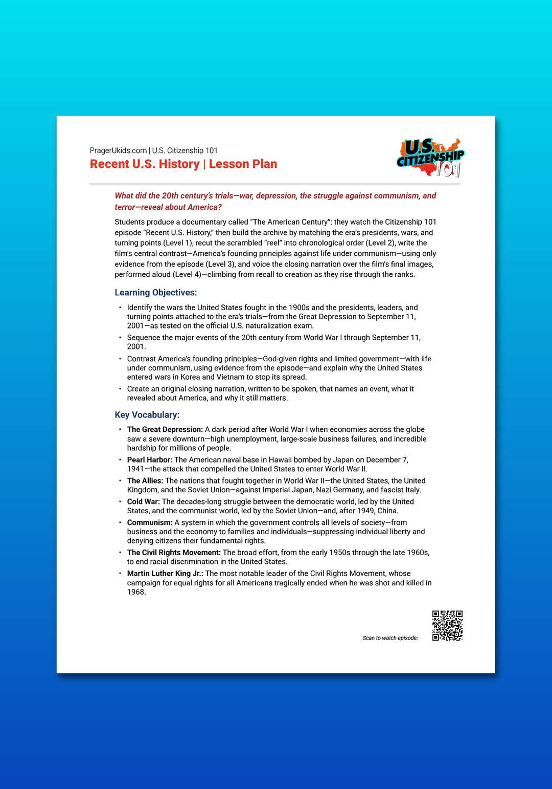 "U.S. Citizenship 101: Recent U.S. History" Lesson Plan