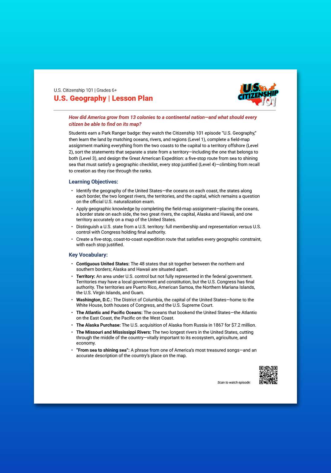 "U.S. Citizenship 101: U.S. Geography" Lesson Plan 