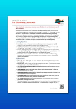 "U.S. Citizenship 101: U.S. Citizenship" Lesson Plan