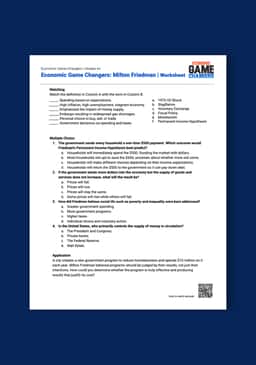 "Economic Game Changers: Milton Friedman" Worksheet
