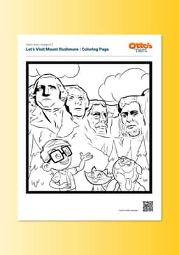 "Otto's Tales: Let's Visit Mount Rushmore" Coloring Page