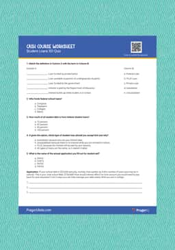 "Cash Course: Student Loans 101" Worksheet