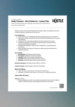 "The Hustle: Under Pressure - Dirt & Grime Co." Lesson Plan