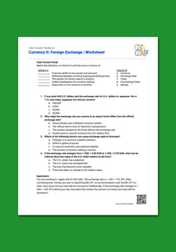 "Cash Course: Currency II: Foreign Exchange" Worksheet