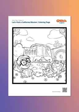 "Otto's Tales: Let's Visit a California Mission" Coloring Page