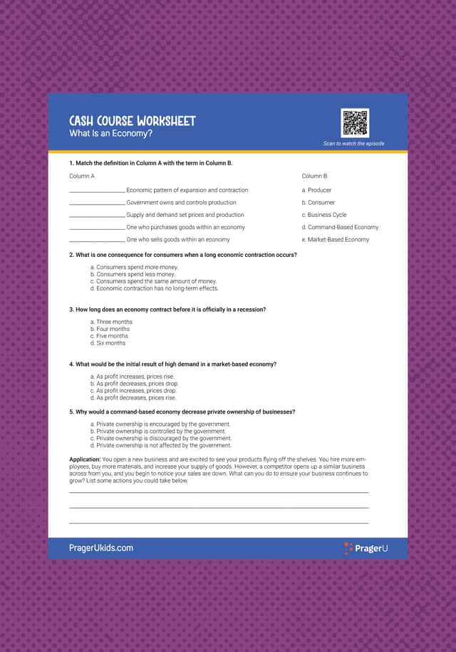 "Cash Course: What Is an Economy?" Worksheet