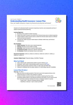 "Cash Course: Understanding Health Insurance" Lesson Plan