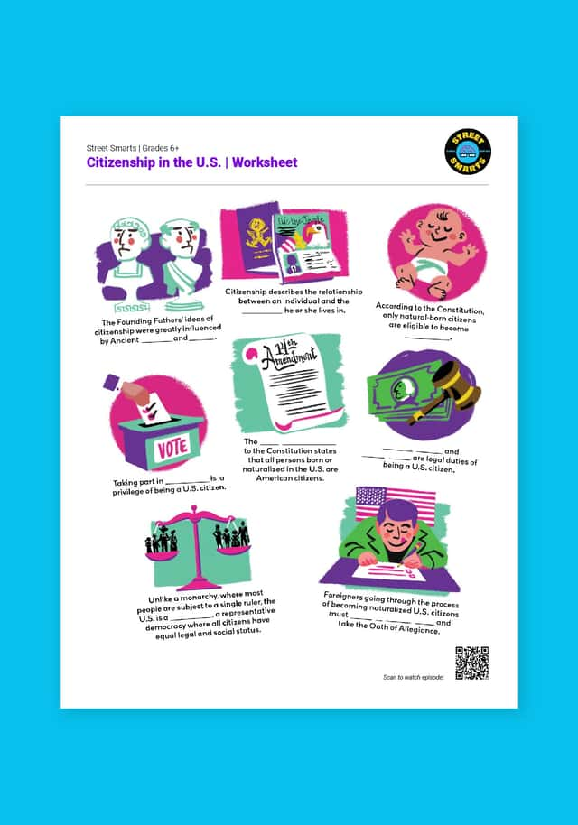 "Street Smarts: Citizenship in the U.S." Worksheet