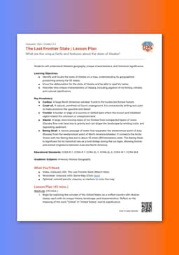 "Unboxed, USA: The Last Frontier State" Lesson Plan