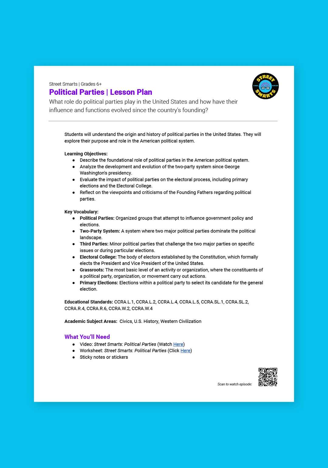 "Street Smarts: Political Parties" Lesson Plan