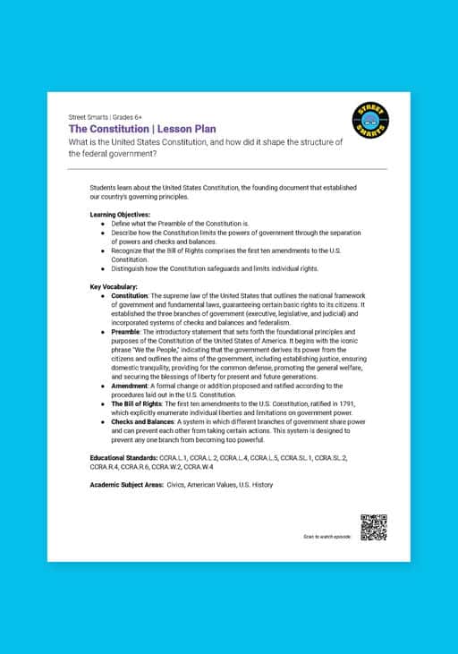 "Street Smarts: The Constitution" Lesson Plan