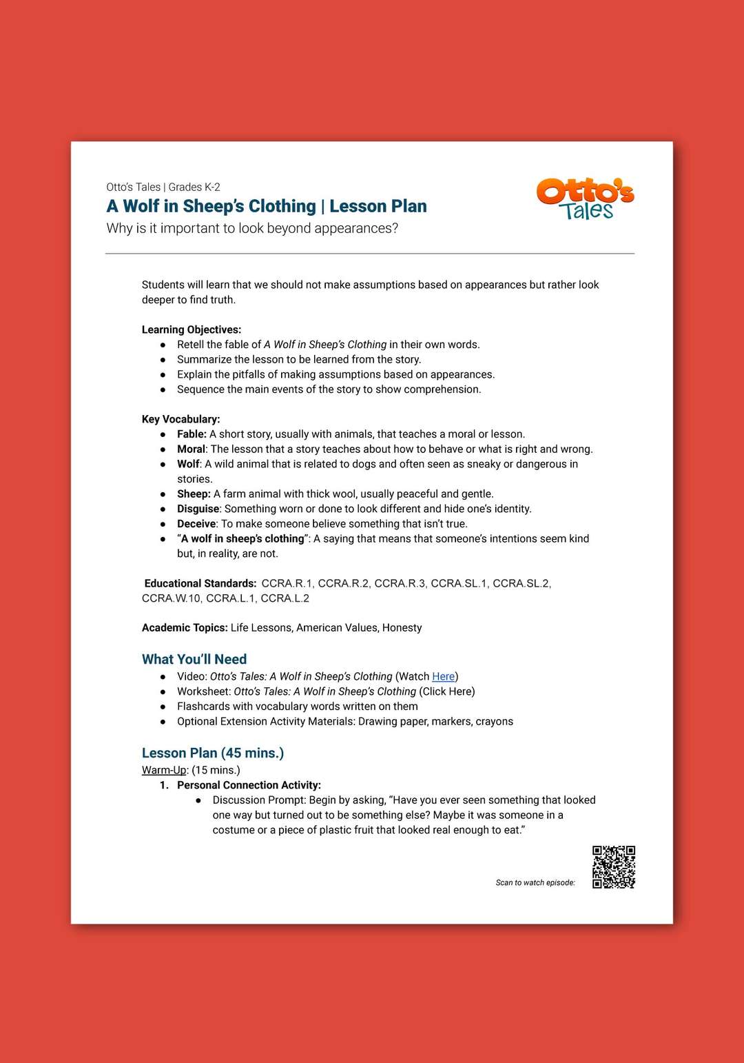 "Otto's Tales: A Wolf In Sheep's Clothing" Lesson Plan