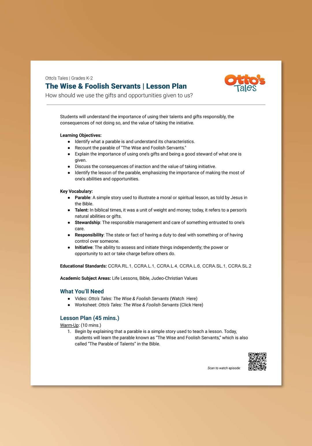 "Otto's Tales: The Wise & Foolish Servants" Lesson Plan