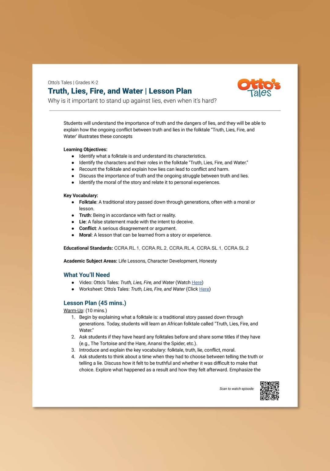"Otto's Tales: Truth, Lies, Fire, and Water" Lesson Plan