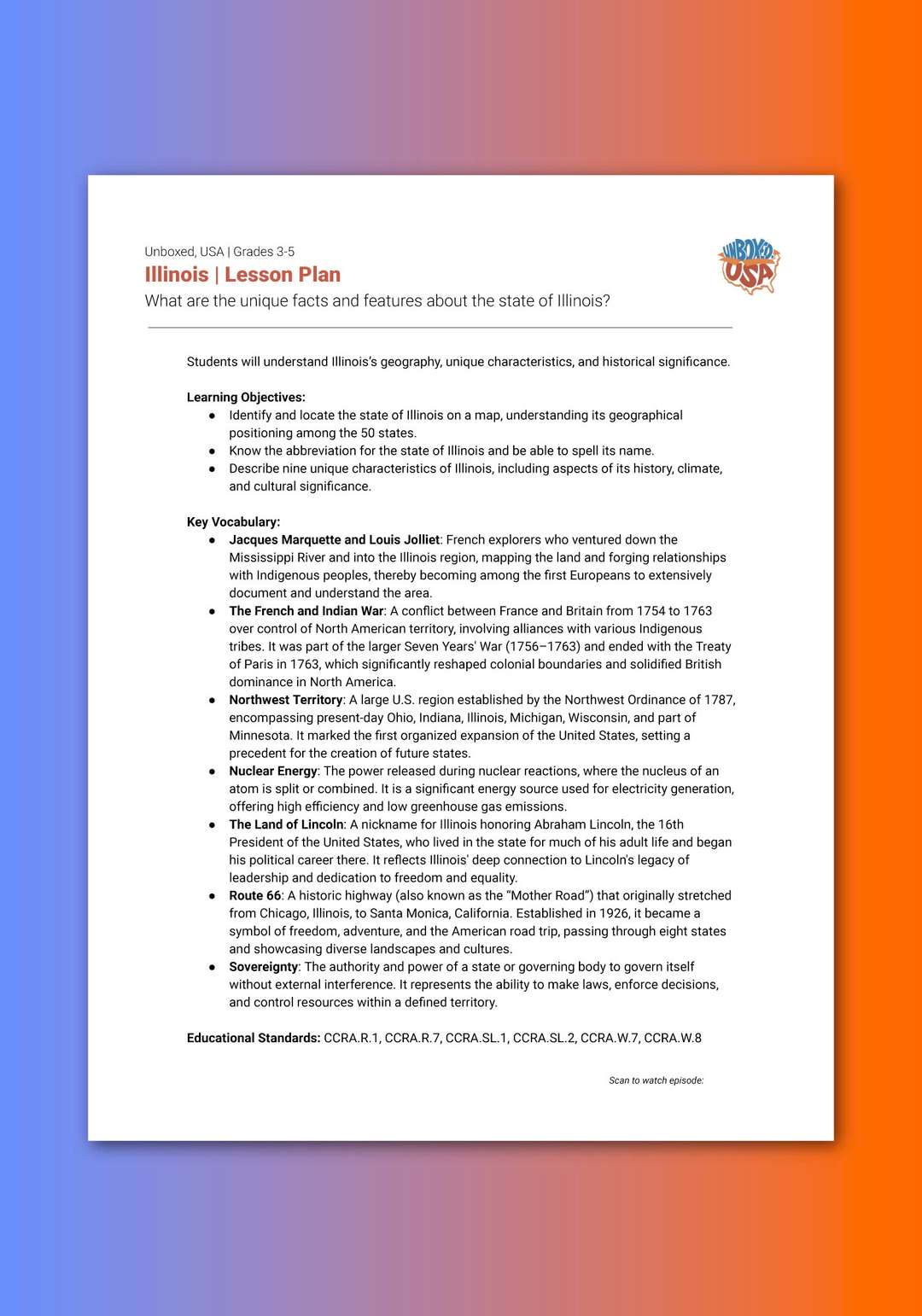"Unboxed, USA: Illinois" Lesson Plan