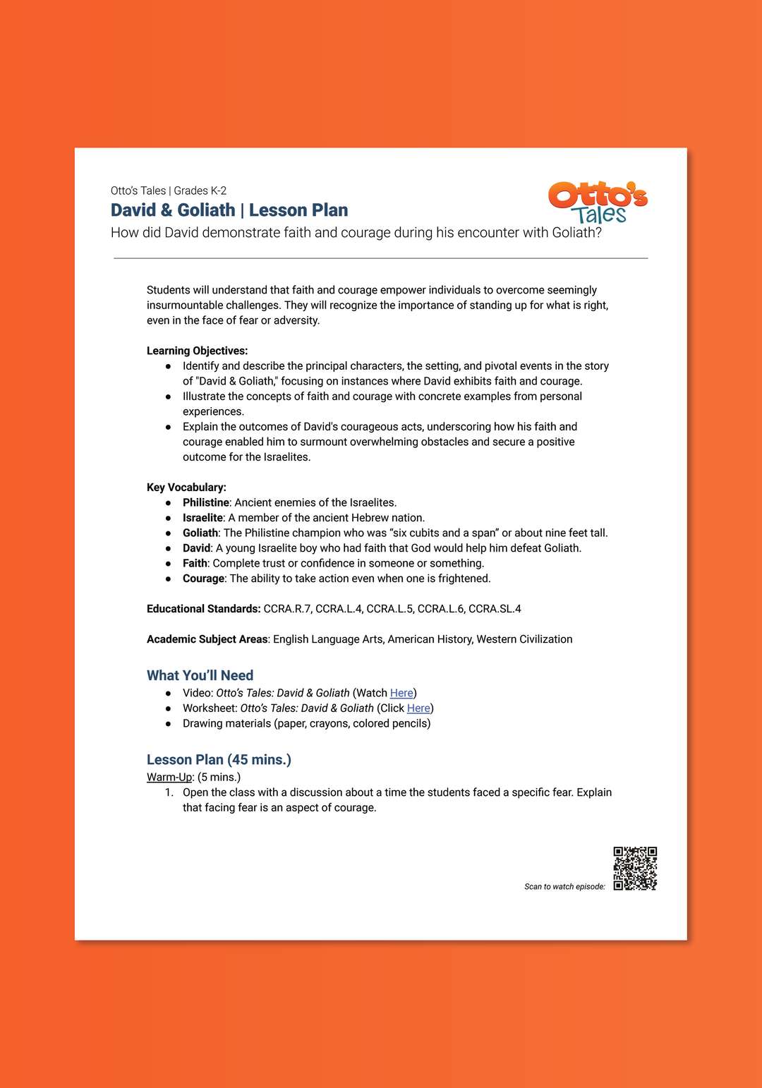 "Otto's Tales: David & Goliath" Lesson Plan