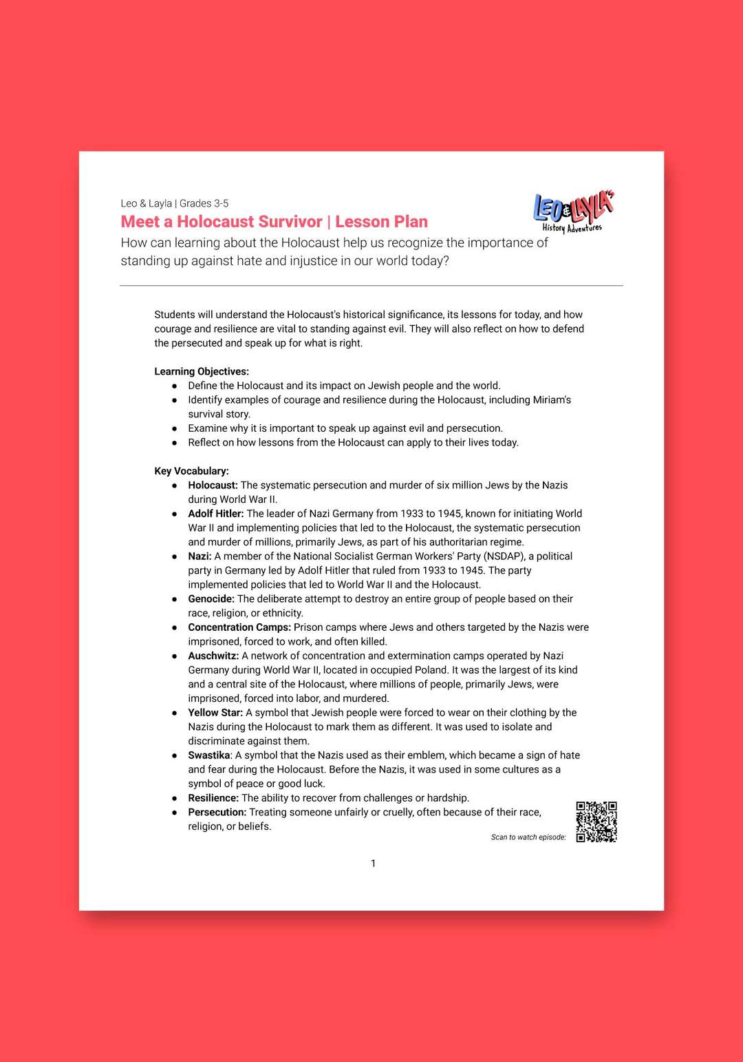 "Leo & Layla: Meet a Holocaust Survivor" Lesson Plan