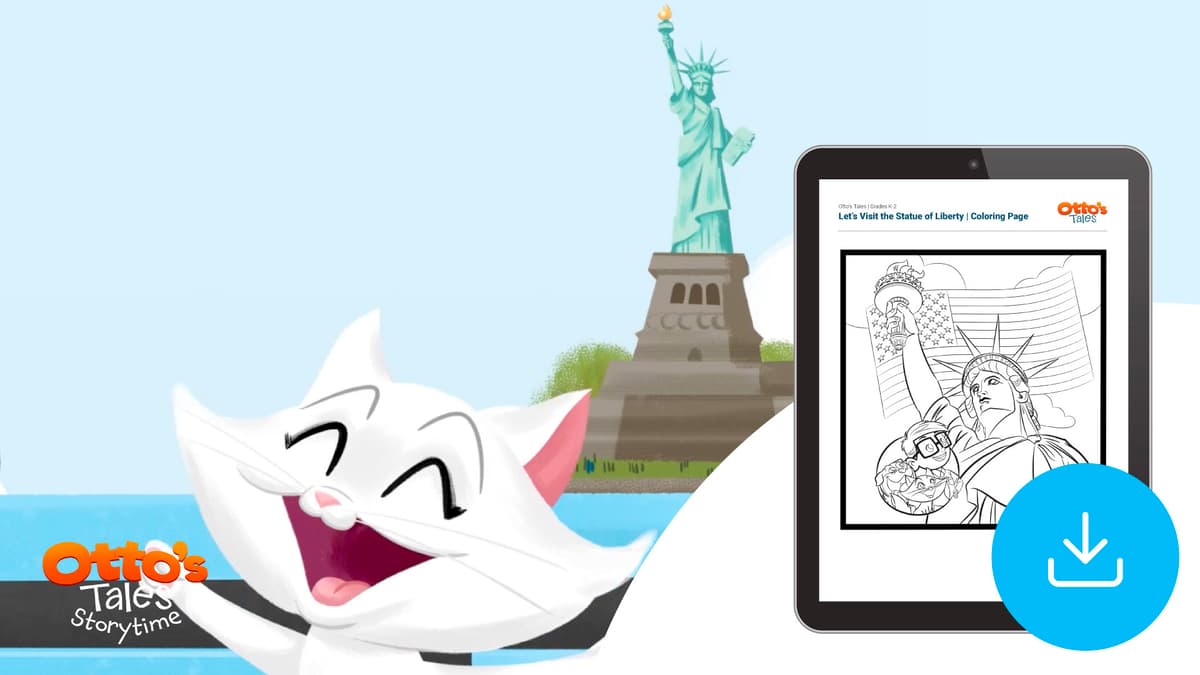 "Otto's Tales: Let's Visit the Statue of Liberty" Coloring Page