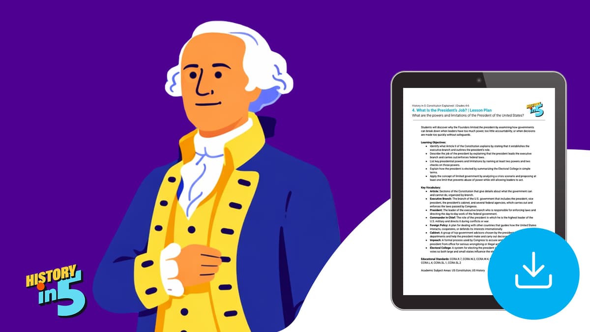 "History in 5: Constitution Explained—What Is the President's Job?" Lesson Plan