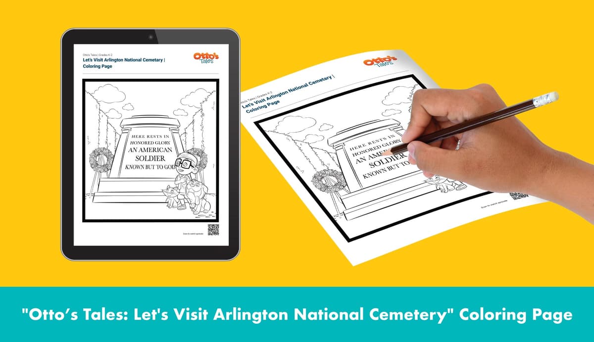 "Otto's Tales: Let's Visit Arlington National Cemetery" Coloring Page