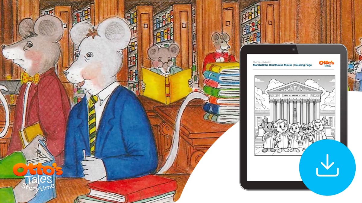 "Otto's Tales: Marshall the Courthouse Mouse" Coloring Page