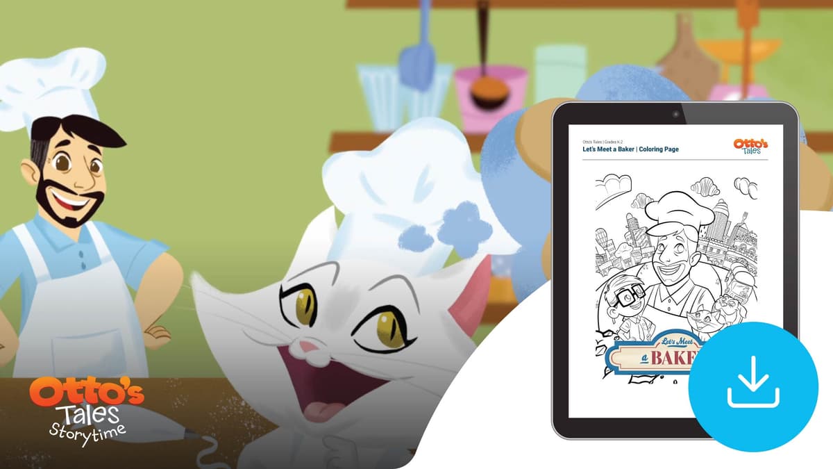"Otto's Tales: Let's Meet a Baker" Coloring Page