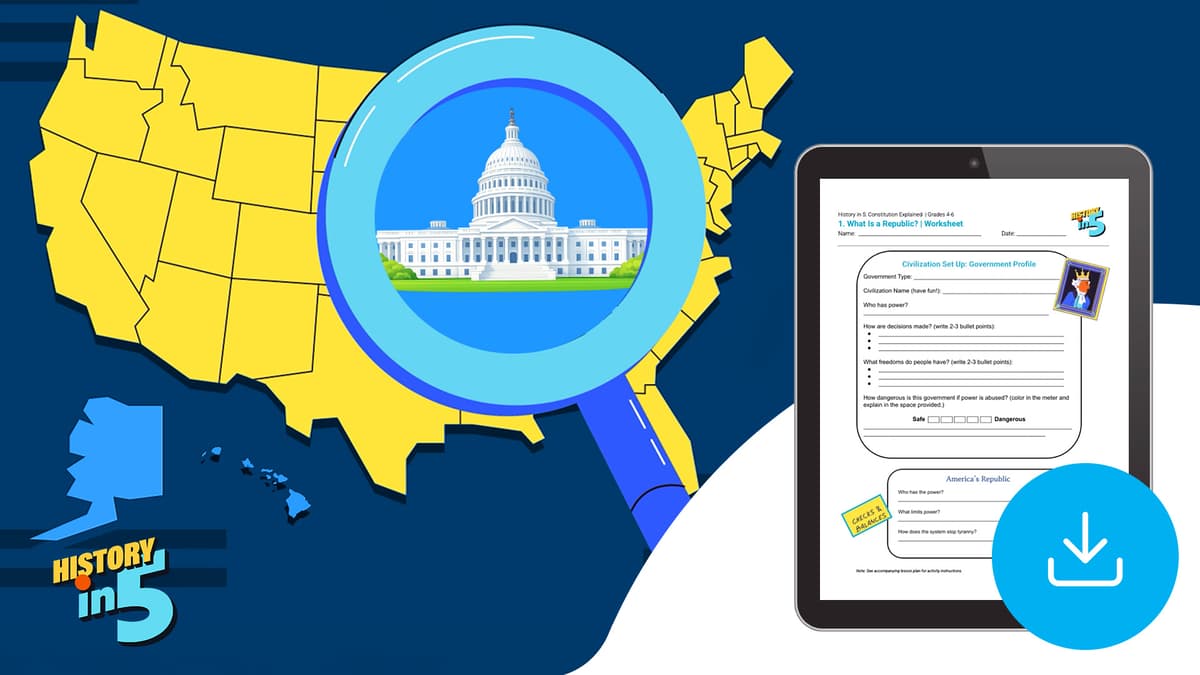 "History in 5: Constitution Explained—What Is a Republic?" Worksheet