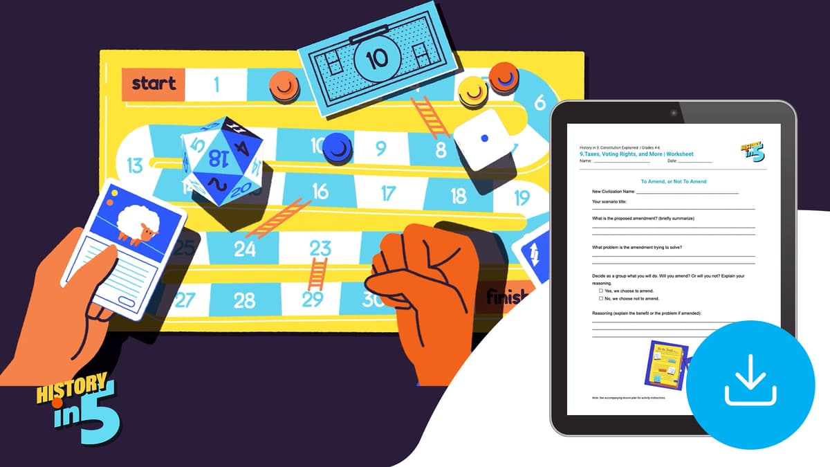 "History in 5: Constitution Explained: Voting Rights, Taxes, and More" Worksheet