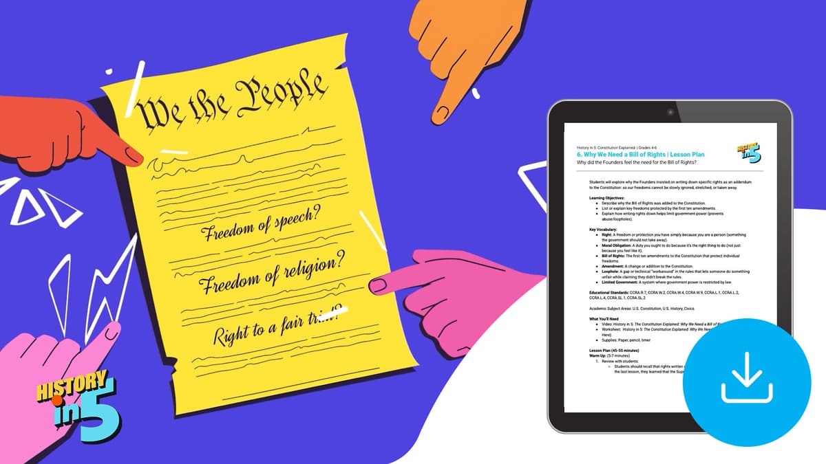 "History in 5: Constitution Explained: Why We Need a Bill of Rights" Lesson Plan