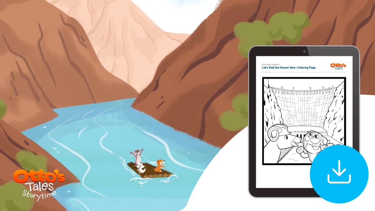 "Otto's Tales: Let's Visit the Hoover Dam" Coloring Page